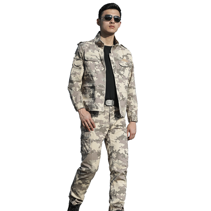 拓界先锋浅色CP三沙迷彩服男套装纯棉训作服战术服耐磨劳保工作服