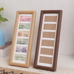 创意木质大好河山六连框相框画框摆台人民币行行行创意礼物diy款