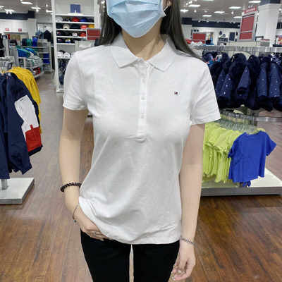 汤米女款短袖POLO衫正品纯棉收腰