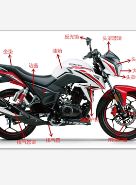 适用摩托车豪爵DF150/HJ150-12导流罩头罩大灯减震仪表反光镜