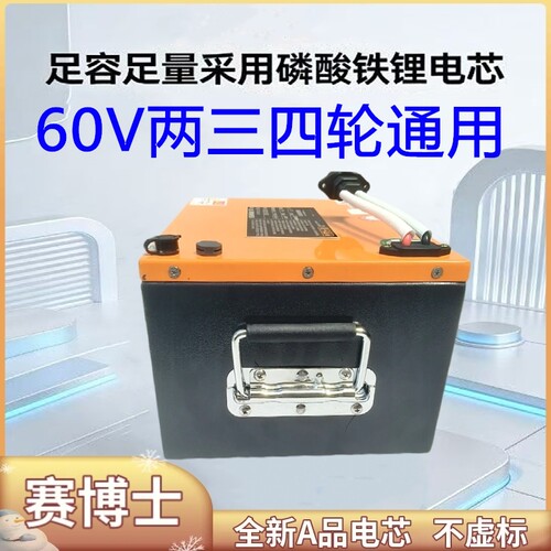 赛博士全新60V磷酸铁锂电池两轮三轮四轮通用外卖电动车专用锂电