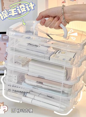 清仓便携积木拼图拼豆收纳箱透明多层分装融合豆益智玩具收纳盒