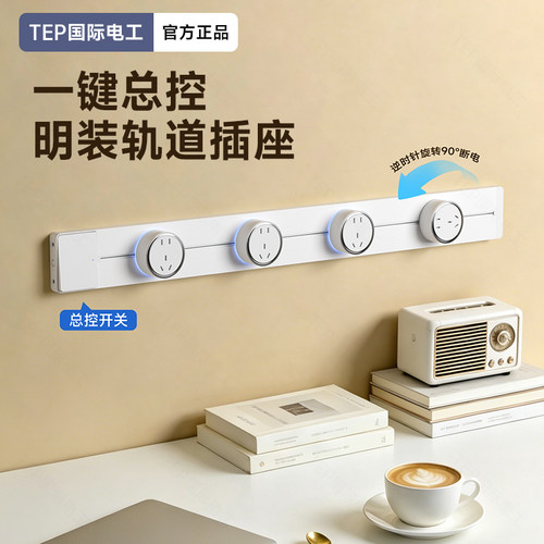 国际电工明装带开关轨道插座