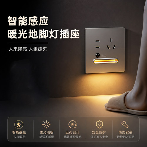 超薄86型磁吸人体感应地脚灯