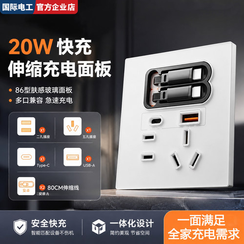 86型USB/Type-C20W快充插座