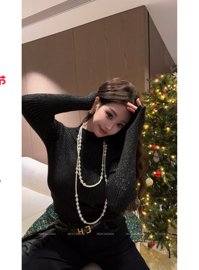 利达 NEW DADADA【闪闪打底】ahui 冬季新款费尔岛毛衣毛针织衫女