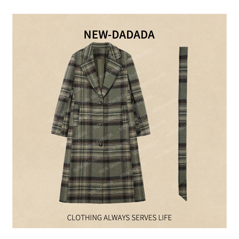 利达 NEW DADADA【趣味方程】休闲修身气质格纹大衣外套XHM2049