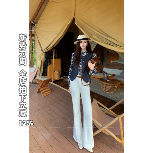 女高腰显瘦直筒裤 利达NEW 复古做旧白色牛仔裤 珍珠白裤 DADADA