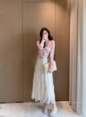 利达 NEW DADADA【糖心柔软】白色网纱半身裙女中长款高腰蛋糕裙