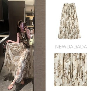 利達(dá)NEWDADADA復(fù)古風(fēng)雪紡飄逸半身裙印花傘裙小個子百搭a字裙夏款