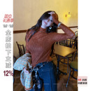 复古卡其色蕾丝T恤女内搭上衣可外穿打底衫 茶白 DADADA NEW