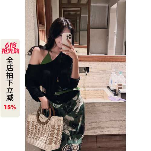 设计感叠穿两件套上衣女显瘦防晒