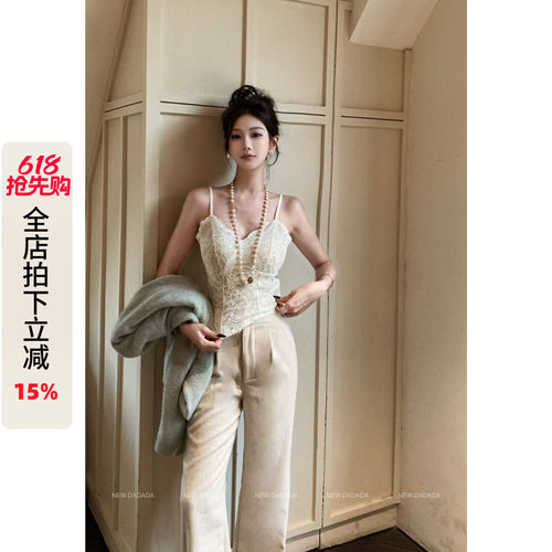 利达 NEW DADADA【利达同款】高级感时尚丝绒背心吊带XAM3707