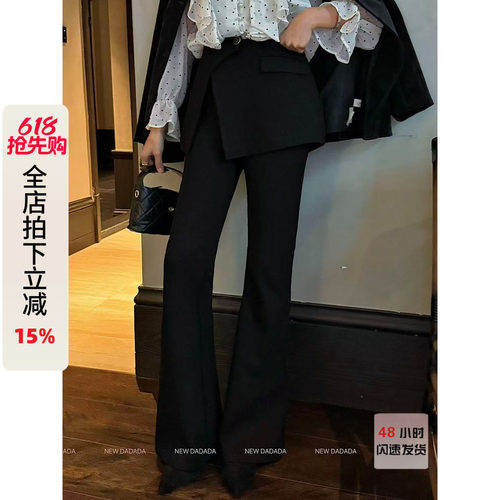 利达 NEW DADADA【灵光甜现】黑色牛仔裤女设计感小众高腰休闲裤