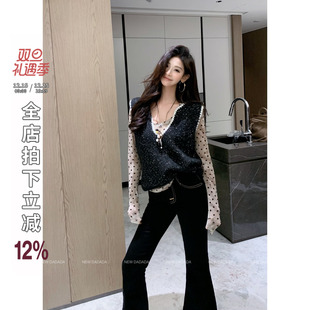 黑色亮片针织马夹女设计感修身 利达 雅趣灵魂 DADADA 上衣 NEW