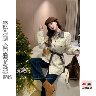 独特别致外套外套TDK2075 钩花针织开衫 利达NEWDADA法式 小香风短款