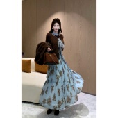 利达NEWDADADA度假蛋糕裙半身裙女印花高腰显瘦气质百搭a字大摆裙