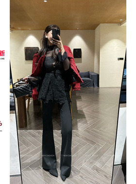 利达 NEW DADADA【暗纹镂空屁连裤】显瘦百搭修身休闲裤CDM3748