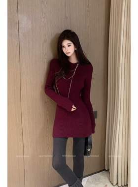 利达NEWDADADA【葡萄成熟时】秋冬显瘦气质百搭潮流连衣裙YFM4097