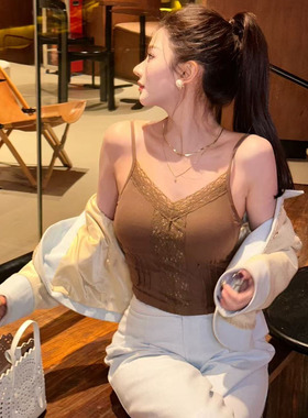 利达NEWDA蕾丝小吊带背心女内搭带胸垫一体美背内衣打底衫TDK5154