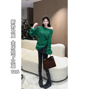 复古做旧绿色毛衣女长袖 复古格调 圆领套头上衣 DADADA 利达NEW