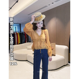 思柔念暖 DADADA 独特超好看蕾丝长袖 衬衫 上衣 利达 女法式 NEW