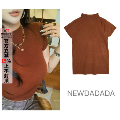 利达 NEW DADADA【柔日轻感】复古卡其短袖T恤女设计感小众上衣