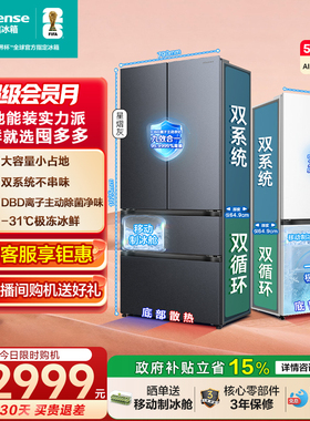 海信囤多多冰箱572L法式多门/571L十字双系统嵌入家用【大薄荷】
