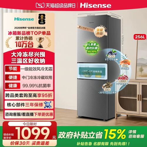 热卖10万+海信256一级节能小冰箱