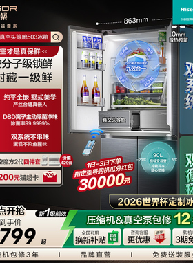海信璀璨真空头等舱503冰箱十字双开门零嵌入【世界杯定制冰箱】