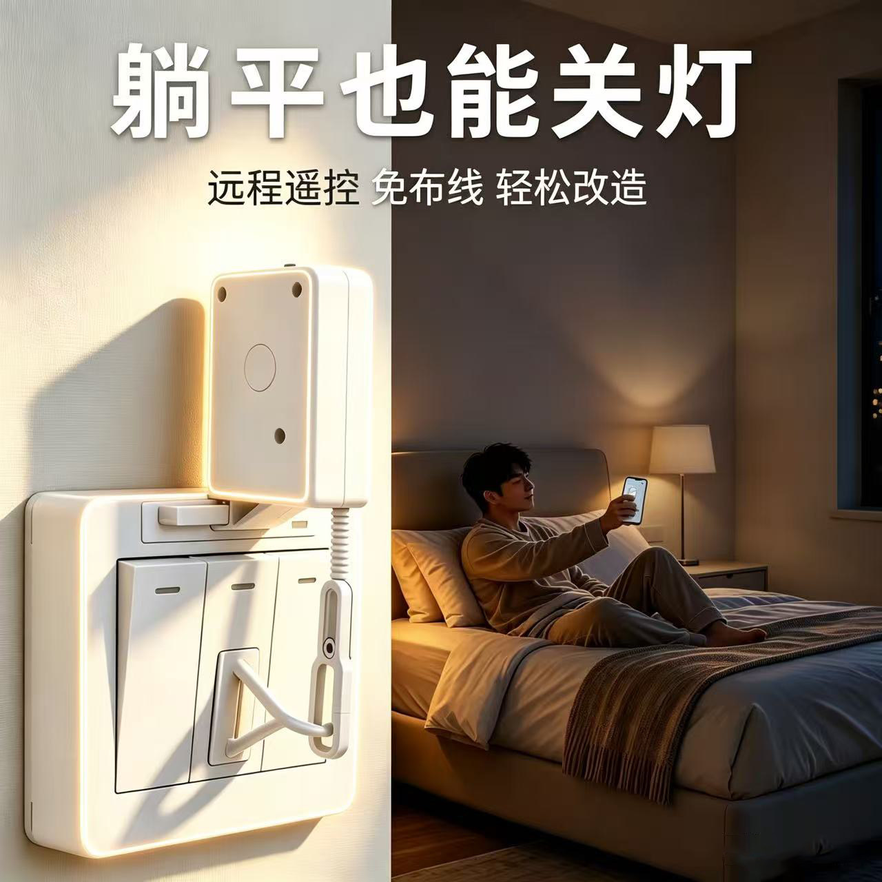 2026新型宿舍关灯神器智能无线遥控开关家用床头免接线灯光控制器