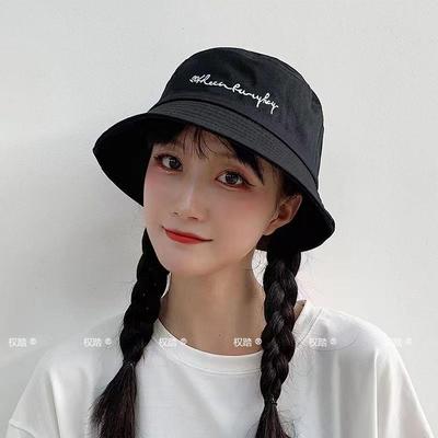 大头围渔夫帽子女士春夏遮阳帽黑