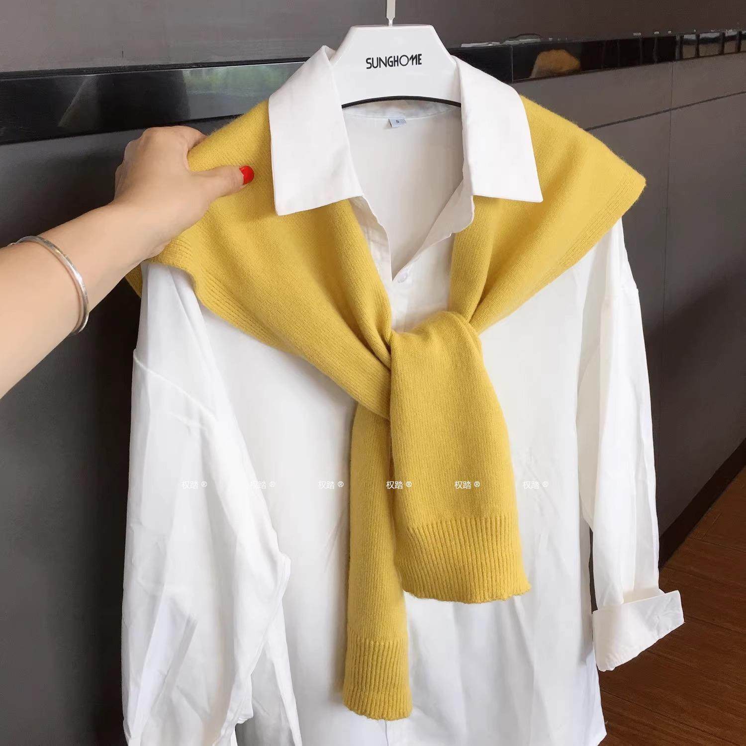 2026新款纯色针织小披肩外搭衬衫时尚洋气打结围巾围脖爆款春秋,服饰配件/皮带/帽子/围巾,围巾/丝巾/披肩,淘宝优惠券,粉丝福利购,淘宝优惠卷