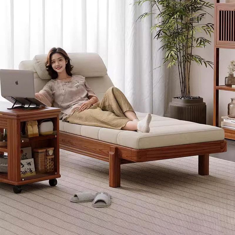 新中式实木贵妃椅沙发床老榆木单人沙发卧室客厅美人榻贵妃榻躺椅