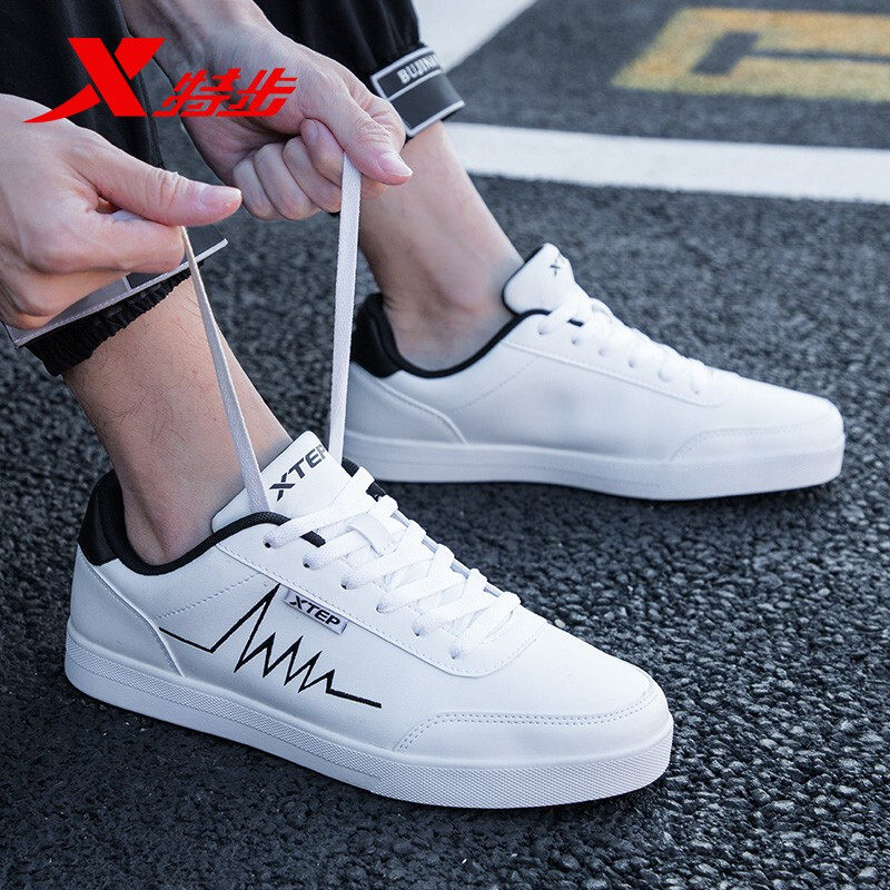 特步男鞋板鞋夏季新款小白鞋男士韩版潮鞋透气休闲鞋白色运动鞋男