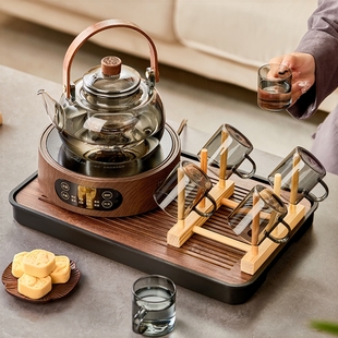 玻璃煮茶壶茶器家用功夫茶具茶盘2025新款 小型电陶炉煮茶壶套装 泡