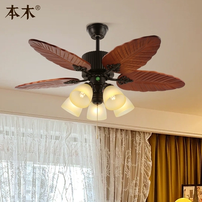 风扇吊灯法式中古实木餐厅吊扇灯
