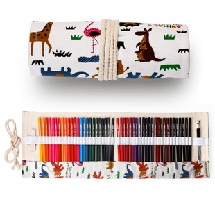 帆布彩铅笔袋24支36支48支72孔大容量卷笔袋复古美术绘画专用笔帘画笔笔包收纳工具装铅笔的袋子男孩女生铅笔