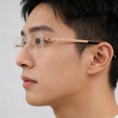 男款 无框金边眼镜无框眼镜框近视眼镜电镀18K金商务休闲光学眼镜