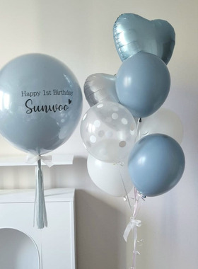 热销24寸暮蓝色气球 充氦气可飘空气球 男孩女孩生日装可定制名字