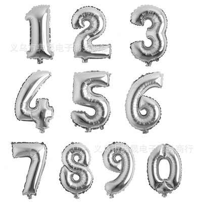银色数字悬挂铝箔生日派对气球