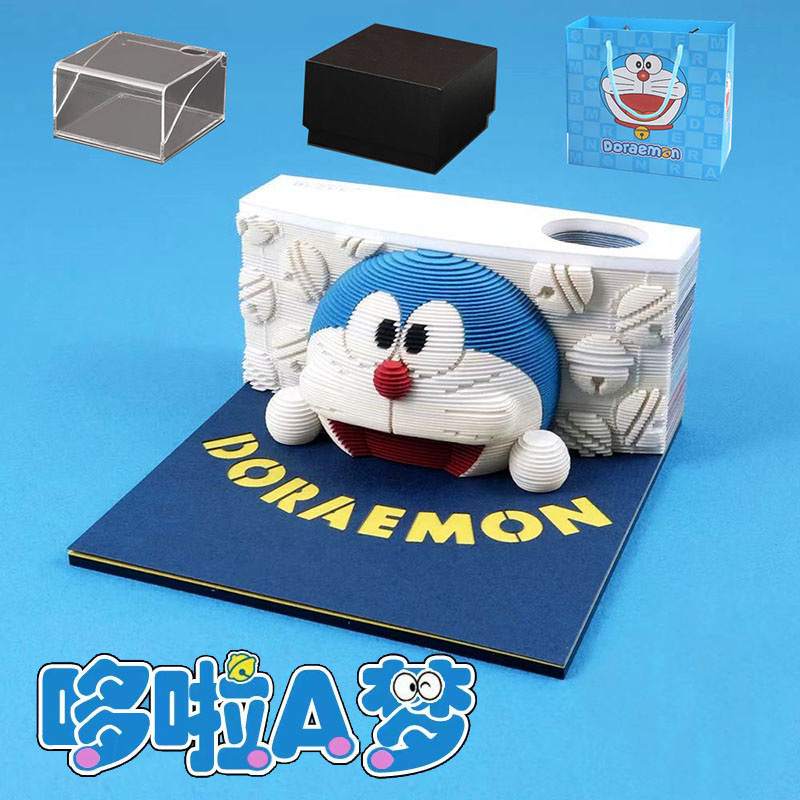 哆啦a梦大雄纸雕便签国宝大熊猫3d立体便利贴节日礼物清仓大甩卖
