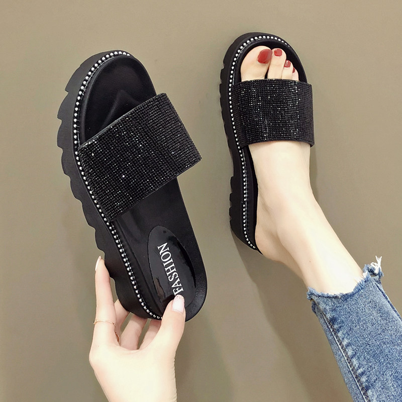 坡跟拖鞋女一字外穿厚底鞋子夏季2020新款港风网红百搭ins潮凉拖