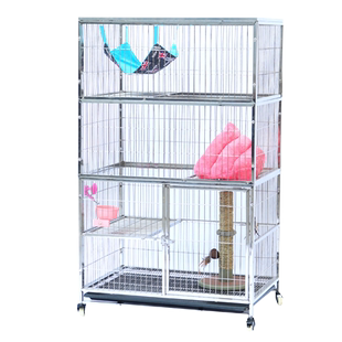 不锈钢猫笼双层三层家用室内组合猫笼猫别墅大号猫笼子猫咪围栏