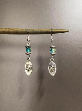 Vintage 古着 Spiral blade pine stone耳饰