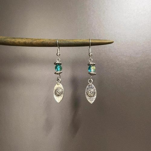 Vintage 古着 Spiral blade pine stone耳饰