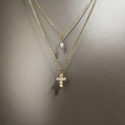 Vintage古着 Cross water drops项链