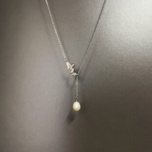 Vintage古着 Tassel Pearl Butterfly项链