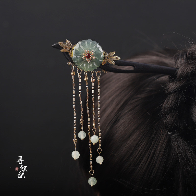 女款日常流苏汉服岫玉簪子国风图片