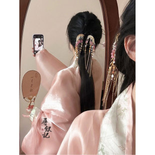 ［雨淋霖］新中式古风长流苏发簪女敦煌风明制汉服发钗高级感发饰